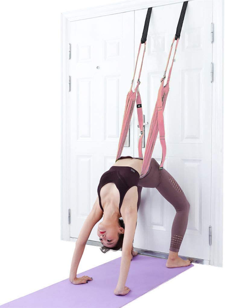 Xemz Yoga Fitness Stretching Strap, Adjustable Leg Stretcher Back Bend Assist Trainer, Improve Leg Waist Back Flexibility Home Gym Equipment for Rehab Pilates Ballet Cheerleading Splits Gymnastics (pink) - Image 1